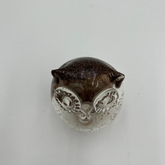 VINTAGE HAND-BLOWN gold flake glass owl art paper weight art collectable home de - Picture 12 of 13